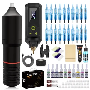 Wireless Tattoo Pen Machine Kit Blue Soap Stencil Gel With Inks for Beginners