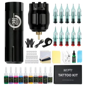 Wireless Tattoo Pen Machine Kit Complete Tattoo Pen With Supplies Rotary Tattoo Gun