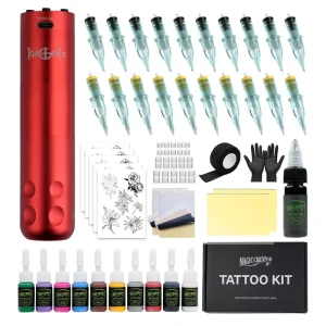 Wireless Tattoo Pen Machine Kit with Ink Set Practice Tattoo