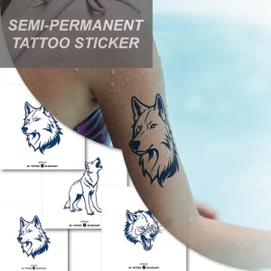 Wolf Totem Water Transfer Tattoo Stickers Customizable Blue Juice Non Toxic 2 Week Semi Permanent for Parties Temporary Body Art