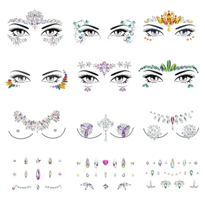 Woman Makeup Party Festival Temporary Crystal Body Jewel Sticker Adhesive Rhinestone Face Gem