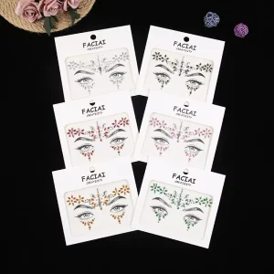 Woman Makeup Party Festival Temporary Tattoo Crystal Body Jewel Sticker Adhesive Rhinestone Face Gem Rave Decoration