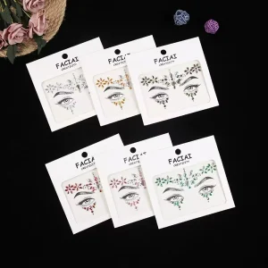 Woman Makeup Party Festival Temporary Tattoo Crystal Body Jewel Sticker Adhesive Rhinestone Face Gem Rave Decoration