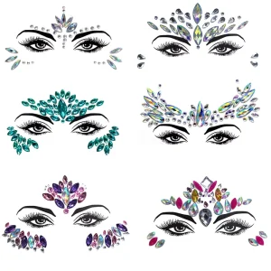 Women Face Eye Body Rhinestones Crystal Eyebrow Stickers Face Gems Sticker for Carnival Festival Party