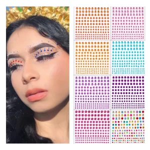 Women Girls DIY Crafts Face Jewels Stickers Self Adhesive Rhinestone Gem Sticker for Eyes Body Makeup