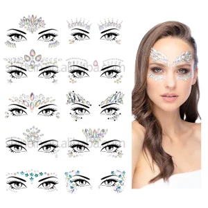 Women Makeup Crystal Tattoo Face Body Gems Self Adhesive Rhinestone Face Jewels Stickers for Festival Party