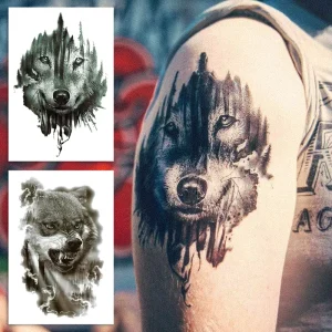 Women Men Quality Water Based Tatuagem Temporaria Cool New Tatoo Style Animal Tiger Lion Wolf Temporary Body Tattoo Sticker