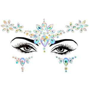 Women Mermaid FaceGems Glitter Rhinestone Rave Face Jewels Festival Eyes Face Body Temporary Tattoo