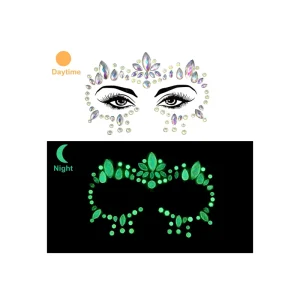 Women Rainbow Face Gem Crystal Tattoo Sticker Face and Body Jewels Rhinestone Sticker Diamond Painting