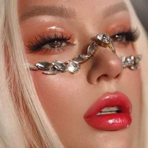 Women Shiny Rhinestone Crystal Head Face Chains Facemask Jewelry Party Face Eye Glasses Chain Headdress Accessories