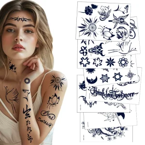 Women Small Size Hand Star Moon Flower Waterproof Fake Temporary Tattoo Sticker Semi Permanent Tattoo