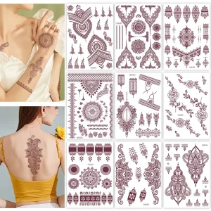Women and Girls’ Sexy Finger Full Hand Temporary Body Tattoo Stickers India Mehndi Design Body Art Accessories
