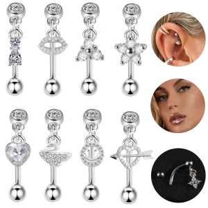 Women’s Body Jewelry Zircon Pendant Eyebrow Stud Piercing Jewelry Eyebrow Ring Cochlear Stud