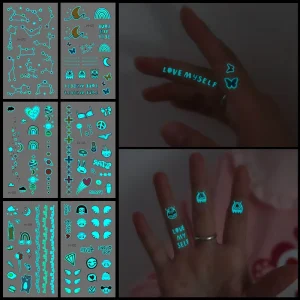 Women’s INS-Style Waterproof Tattoo Stickers Long-Lasting Glowing Design Temporary Personalized Body Art Durable Paper