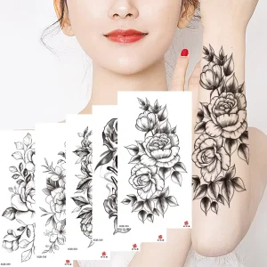 Women’s Long-Lasting Waterproof Coloured Flower Tattoo Temporary Stock Different Body Art Designs