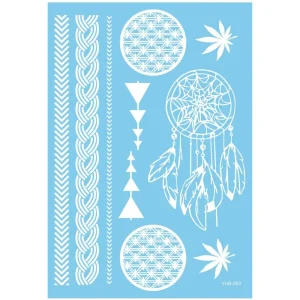 Women’s Sexy Body Art Henna White Lace Eco-Friendly Non-Toxic Temporary Water Transfer Tattoo Sticker