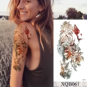 Women’s Sexy Temporary Sleeve Waterproof Body Art Tattoos Real Fake Tattoos Arabic Flower Tattoos