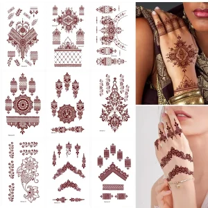 Women’s Sexy Waterproof Flower Temporary Hand Tattoos Instant Fake Tattoo Stickers for Weddings and Festivals Printed on Paper