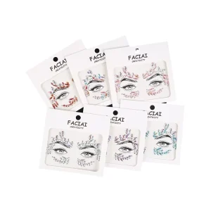 Women’s Temporary Tattoo Face Jewelry Rhinestone Diamond Crystal Sticker for Party Beauty Makeup Power Shiny Look