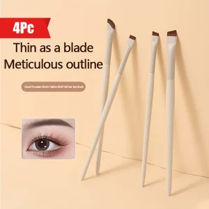 Wood Handle Microblading Makeup Brushes for Eyeliner and Brow Beauty Flat Fine Eye Tools