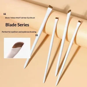 Wood Handle Microblading Makeup Brushes for Eyeliner and Brow Beauty Flat Fine Eye Tools