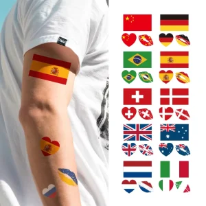 World Country Temporary Flag Waterproof Football Tattoo Sticker for Body Various Competitions Event Fashion Gift Made Paper