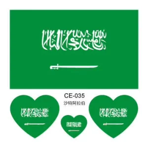 World Cup Football Saudi Arabia Cartoon Rectangle Waterproof UV Printed Custom Color 6x6cm Temporary Tattoos Sticker Face