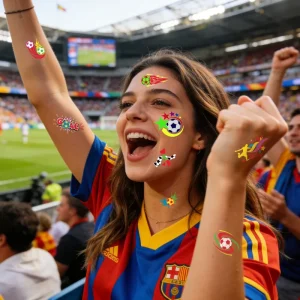 World Football Cup Neon Mini Tattoo Sticker Set Sport Soccer Theme Body Face Hand Temporary Sticker for Match