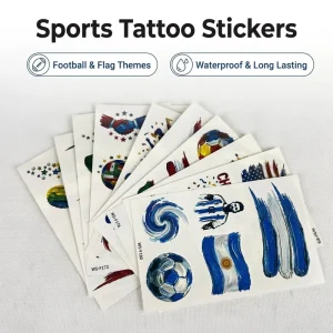 World Football Games Cup Match Premium Water Transfer Temporary Tattoo Stickers