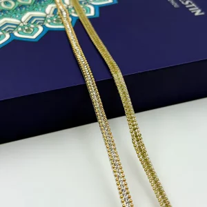 XLQ4007 3 Rows Crystal Rhinestone Body Chain Shiny Glass Trimming Lace Decorative Trim for Shoes Clothes Stretch Eco Friendly