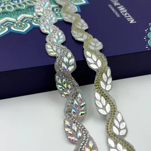 XLQ4050 New Samba Dressing Decorative Glass Crystal Rhinestone Trims Iron On Rhinestone Chain Stretch Eco Friendly Garment