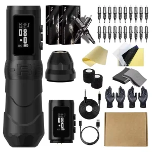 XNET Cavallon 1800mAh Digital Display Professional Tattoo Gun Wireless Kit Tattoo Pen Machine Complete Full Kit Set