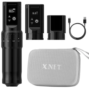 XNET F1 Professional Electric Tattoo Machine 2.0-4.2mm Adjustable Stroke Wireless Tattoo Pen Gun with Double Battery for Artists