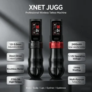 XNET JUGG 2400mAh 1.0 5.0MM Direct Drive Adjustable Stroke Professional Wireless Tattoo Machine for Body Art Permanent Makeup