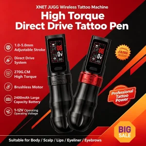 XNET JUGG 2400mAh Brushless Motor 1.0 5.0MM Direct Drive Adjustable Stroke Professional Wireless Tattoo Machine Pen for Body Art