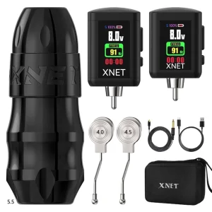 XNET Sita Powerful Brushless Motor 4.0 4.5 5.5mm Stroke Rotary Tattoo Machine Pen Kit with RCA Battery for Body Art