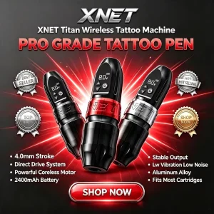 XNET Titan 2400mAh 4.0mm Stroke Powerful Coreless Motor Professional Direct Drive Wireless Tattoo Pen Machine for Body Art