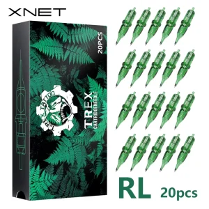 XNET Trex 20pcs box 0.25mm 0.30mm 0.35mm RL Round Liner Disposable Tattoo Cartridge Needles for Artists Permanent Makeup