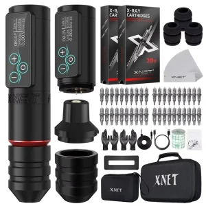 XNET Vane 3.5 4.0 4.5mm Stroke Brushless Motor Professional Wireless Tattoo Machine Pen Full Complete Kit with 40pcs Cartridge