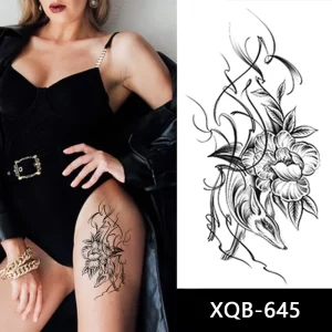 XQB Series Sexy Black Flowers Watertight Multi Function Tattoo Sticker Custom Waterproof Temporary Tattoo Stickers