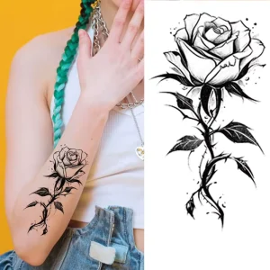 XQB Series Sexy Black Rose Flowers Watertight Multi Function Tattoo Custom Waterproof Temporary Tattoo Stickers