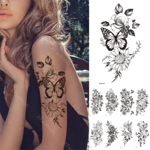 XQB Series Sexy Flowers Custom Design Waterproof Temporary Tattoo Stickers for Body & Face Application