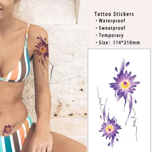 XQB301-400 Large Arm Watercolor Beauty Lion Arm Leg Temporary Tattoo Stickers Small Animals Tattoo Stickers for Men and Women