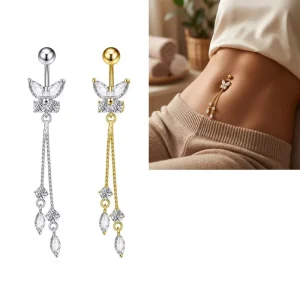 Xinfocus Tassel Chain Belly Piercing Stainless Steel Navel Piercing Jewelry Gold Plated Chain Body Jewelry