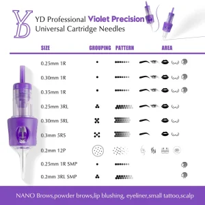 YD Violet Precision Universal Cartridge Needles