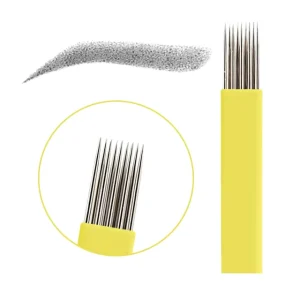 Yellow Double Row Disposable 0.35mm Permanent Makeup Eyebrow Tattoo Needle Microblading Needle
