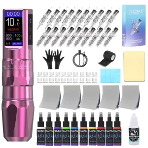 Yilong Professional Complete Starter Tattoo Machine Kit Rotary Tattoo Machine Set for Tattoos