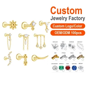 Zircon Stone S925 Silver Body Jewelry – for Nose, Lip, Ear, Tragus, Conch, Tongue – Custom Made – DIY Body Jewelry