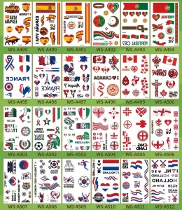 for US Canada Mexico Cross border Football Water Transfer Waterproof Sweatproof National Flags Face Stickers Bars