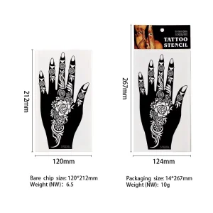 in Stock Factory Direct Henna Hand Black Tattoo Template Temporary Hollow Stickers for DIY Painted